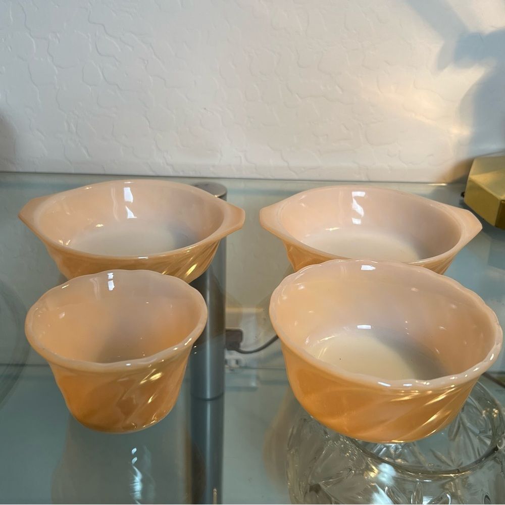 Vintage Anchor Hocking Fire King 4 PC Peach Luster Ware